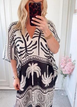 Пляжна/ домашня вільна туніка- кімоно, р. 48-50-52(l- xxl)/ шовк + віскоза
