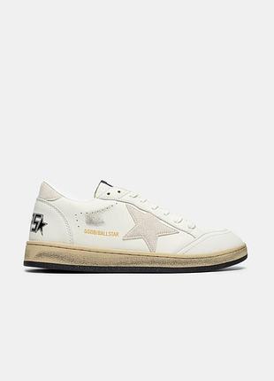 Кроссовки golden goose white beige
