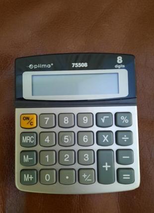 Рабочий настольный 8-разрядный калькулятор optima модель 75508. робочий працюючий калькулятор