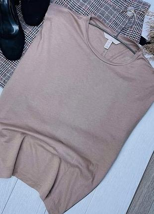 Літня футболка h&m s oversize бежева футболка жіноча трикотажна футболка вільного крою
