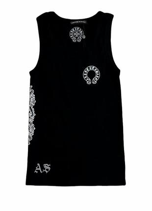 Женская майка в рубчик chrome hearts anagram top черный