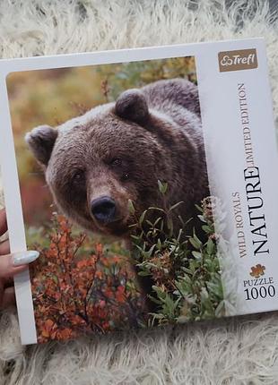 Пазли trefl wild royals nature limited edition із зображенням грізлі, що складаються з 1000 елементів.