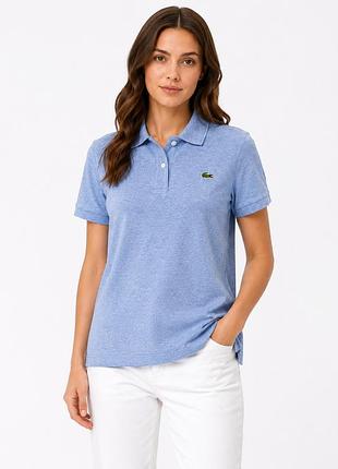 Жіноче блакитне поло lacoste 100% бавовна розмір 44