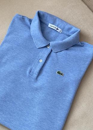 Жіноче блакитне поло lacoste 100% бавовна розмір 44