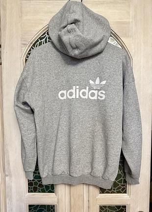 Оригінальна кофта худі сірий меланж trefoil бренд adidas originals