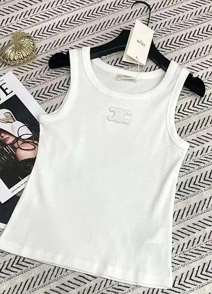 Жіноча майка в рубчик celine anagram tank top білий
