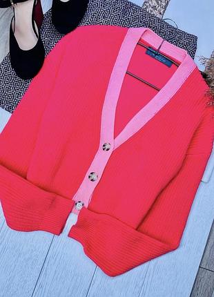 В’язаний джемпер primark xs s короткий джемпер на ґудзиках рожевий джемпер з v вирізом