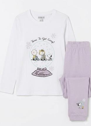 Пижама для девочки peanuts Снупи хлопковая bs001313, размер 122-128