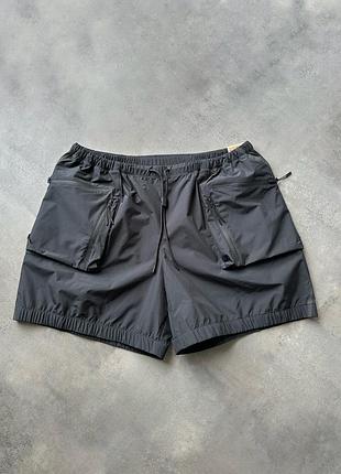 Оригінальні чоловічі нейлонові карго шорти nike tech cargo shorts black nylon мужские нейлоновые шорты спортивные tech fleece drill travis jordan