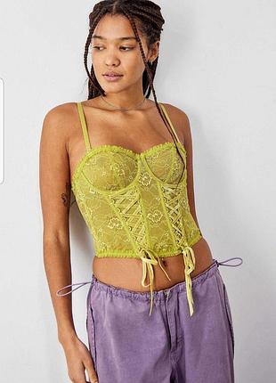 Мереживний корсет з кісточками і шнурівкою out from under urban outfitters
