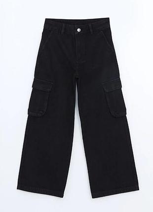 Дитячі джинси карго для дівчинки lc waikiki 140-146 см (10-11 років), чорні