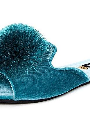 Капці жіночі pretty you london velvet pom 36 emerald (5060526415356)