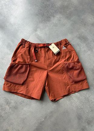 Оригінальні чоловічі карго шорти аутдор nike acg snowgrass mens cargo shorts nylon brown мужские шорты трекинговые трекінгові з кишенями туристичні