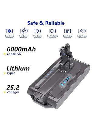 Змінна батарея v10 для пилососів 6000 mah чорний amazon