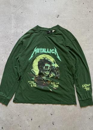 Темно зелений лонгслів h&m  metallica 2