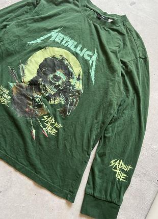 Темно зелений лонгслів h&m  metallica 10