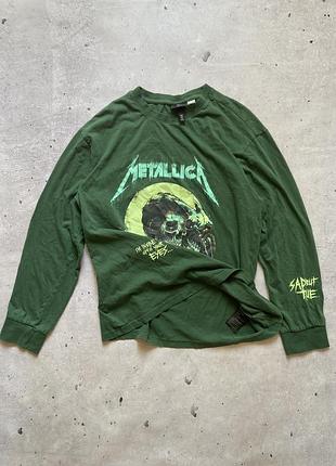 Темно зелений лонгслів h&m  metallica 5