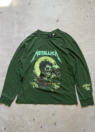 Темно зелений лонгслів h&m  metallica 3