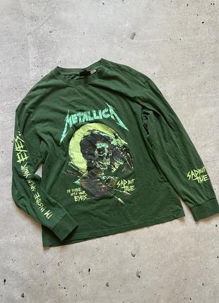 Темно зелений лонгслів h&m  metallica 6