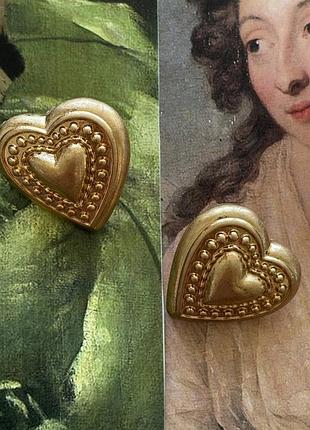 Сережки жіночі stradivarius серця золотисті вінтажний стиль