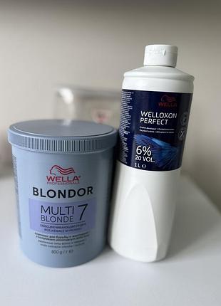 Пудра wella blondor та окисник веллаксон 6 %