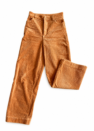 Вельветовые брюки monki wide leg горчичного цвета, р. 34