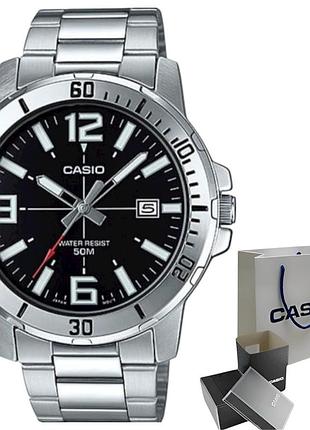 Мужские кварцевые наручные часы casio mtp-vd01d-1b, браслет, минеральное стекло, wr 50