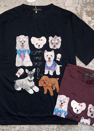 Футболка из плотного коттона свободного кроя 90% коттон размер: one size (s-l) д. 73 см. ш. 56 см.
