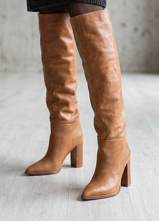 Кожаные сапоги трубы nine west