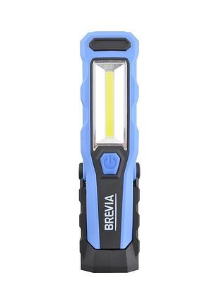 Переноска діодна 3w cob/300 lm +1w l=215/2000mah/microusb/brevia led 11320/зміна кута,магніт,гачок nai