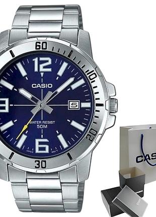 Мужские кварцевые наручные часы casio mtp-vd01d-2b, браслет, минеральное стекло, wr 50