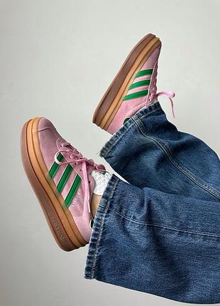 Оригінальні жіночі рожеві кросівки кеди на платформі adidas gazelle bold w true pink женские кроссовки кеды на платформе розовые