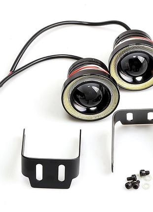 Протитуманні led фари лінза з дхо d=64мм 12v/2*2,5w 7000k/cob 2шт m-609 nai