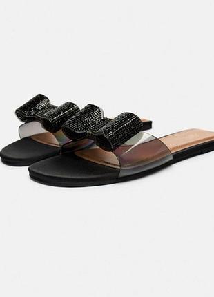 Шльопанці zara з силіконовим верхом та бантиком