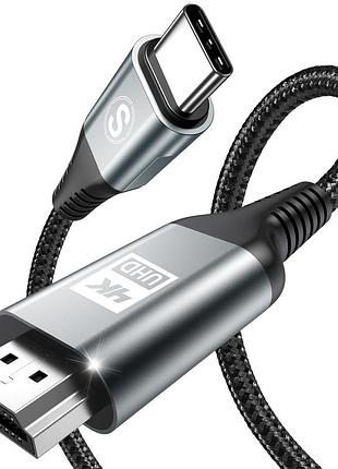 Кабель usb type-c – hdmi 2 м, 4k@60hz, thunderbolt 3/4, для macbook, iphone 15/16, samsung, ipad