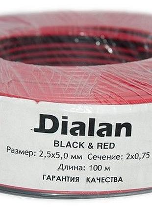 Кабель акустичний 2х0.75 100м чорно-червоний "dialan" cca 6/ящ nai