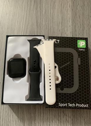 Смарт часы smart watch x7 с тонометром черный с белым ремешком в подарок 🎁