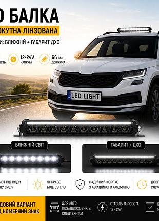 Led люстра 66см 120w 12-24v, четкая световая граница, ближний свет и дхо, установка на крышу или кенгурятник