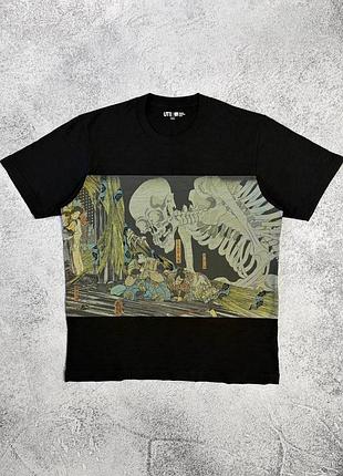 Футболка uniqlo x museum of fine arts boston с принтом ukiyo-e skeleton evisu (l/xl)