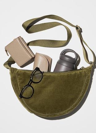 Uniqlo round mini  вельветовая-бархатная базовая сумка/ бананка/барсетка унисекс