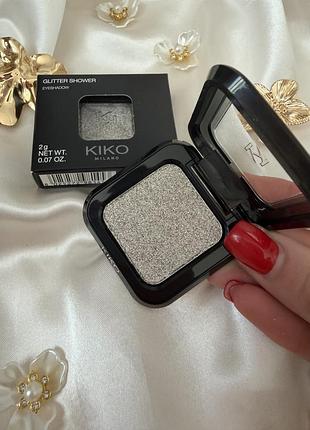Глітерні тіні для повік kiko milano glitter shower eyeshadow 01 silver champagne