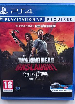 The walking dead onslaught deluxe edition + 2 листівки, б/в, англійська версія - диск для playstation 4