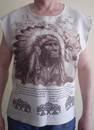 Аутентичная Индианская хлопковая майка футболка chief joseph размер l/xl
