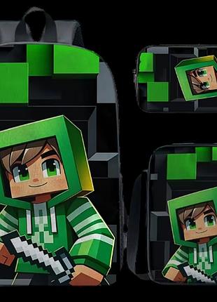 Набір із 3 предметів рюкзак пенал ланчбокс кріпер майнкрафт minecraft
