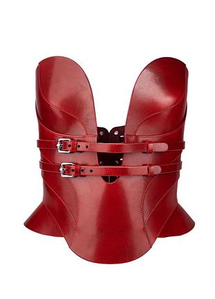 Corset restrict daelos червоний шкіряний корсет із золотою фурнітурою