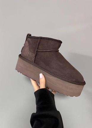 Коричневые угги ugg ultra mini platform xl brown х угг ультра мини 36