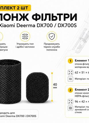 Комплект спонж фільтрів для xiaomi deerma dx700 dx700s 2 шт., моторний і на hepa