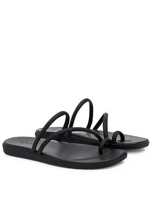 Шлепанцы, сандалии, вьетнамки, crocs women's miami toe loop sandal flat black, женские, черные, размер 37/38