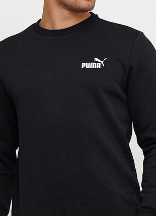Мужской свитшот puma спортивная кофта пума без капюшона, черный (двунитка). xxl