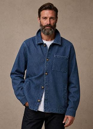 Barbour xl овершот куртка-рубкаша (вильветово)-джинсовая синяя